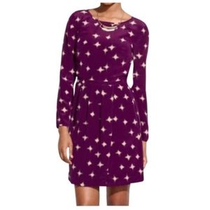 Sale🥳100% Silk Madewell Purple Brush Stars Print Wrap Dress